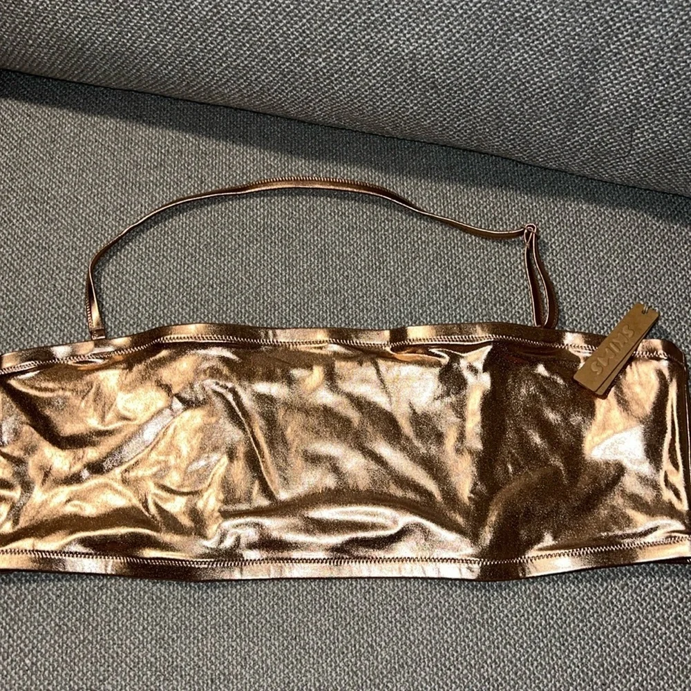Skims 3x metallic bandeau swim top NWT